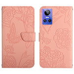 HT03 Cassa del telefono di cuoio di vibrazione impressa farfalla di sensibilità della pelle, For Realme GT Neo2, For Honor 70, For Realme GT Neo 3