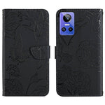 HT03 Cassa del telefono di cuoio di vibrazione impressa farfalla di sensibilità della pelle, For Realme GT Neo2, For Honor 70, For Realme GT Neo 3