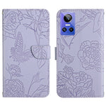 HT03 Cassa del telefono di cuoio di vibrazione impressa farfalla di sensibilità della pelle, For Realme GT Neo2, For Honor 70, For Realme GT Neo 3
