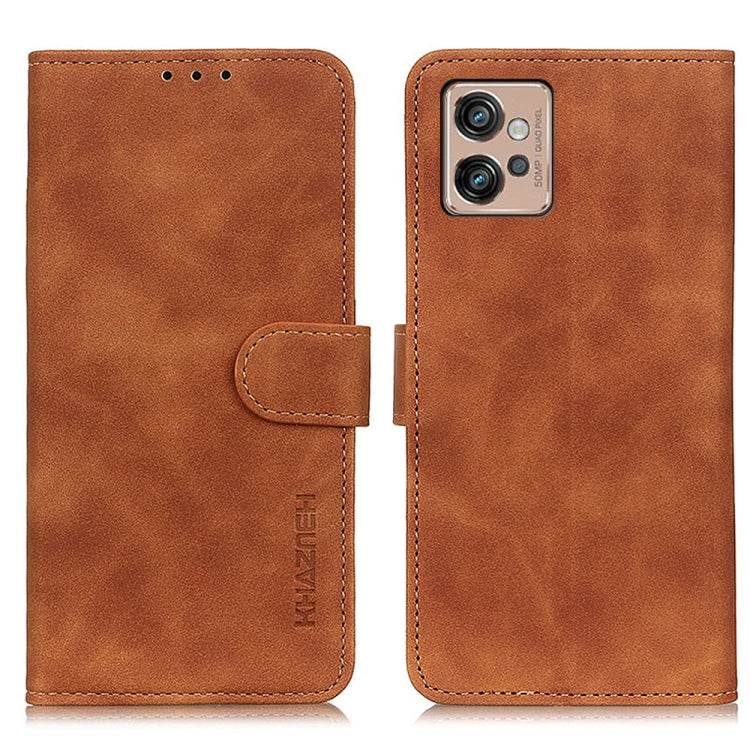 KHAZNEH Custodia per telefono in pelle con trama retrò, For Motorola Moto G32 4G
