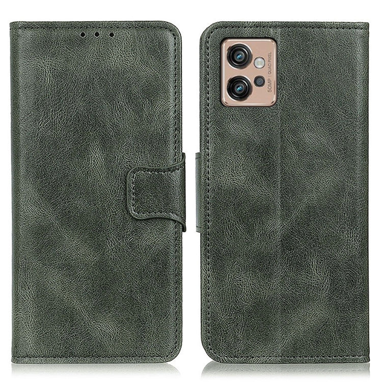 Custodia per telefono in pelle a vibrazione orizzontale con texture cavallo pazzo Mirren, For Motorola Moto G32 4G