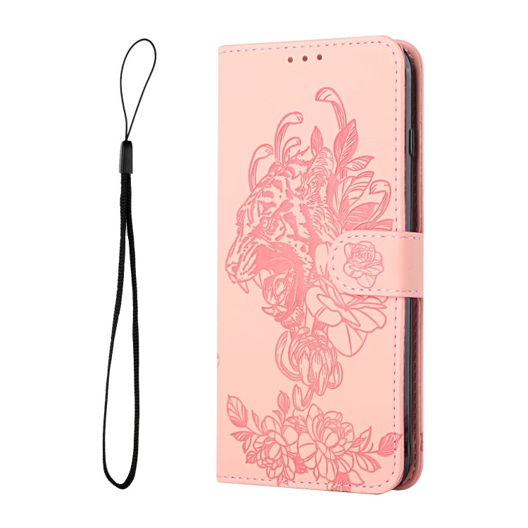 Custodia per telefono in pelle goffrata con fiore di tigre, For iPhone 14, For iPhone 14 Plus, For iPhone 14 Pro, For iPhone 14 Pro Max