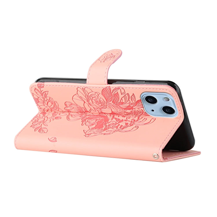 Custodia per telefono in pelle goffrata con fiore di tigre, For iPhone 14, For iPhone 14 Plus, For iPhone 14 Pro, For iPhone 14 Pro Max