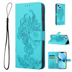 Custodia per telefono in pelle goffrata con fiore di tigre, For iPhone 14, For iPhone 14 Plus, For iPhone 14 Pro, For iPhone 14 Pro Max