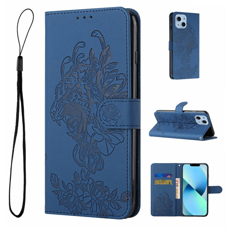 Custodia per telefono in pelle goffrata con fiore di tigre, For iPhone 14, For iPhone 14 Plus, For iPhone 14 Pro, For iPhone 14 Pro Max