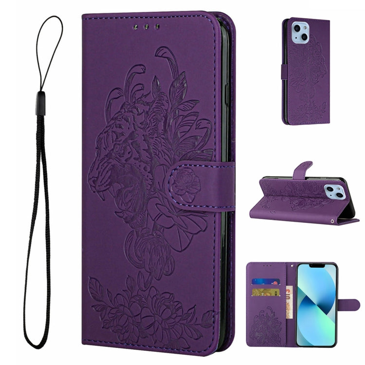 Custodia per telefono in pelle goffrata con fiore di tigre, For iPhone 14, For iPhone 14 Plus, For iPhone 14 Pro, For iPhone 14 Pro Max