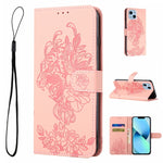 Custodia per telefono in pelle goffrata con fiore di tigre, For iPhone 14, For iPhone 14 Plus, For iPhone 14 Pro, For iPhone 14 Pro Max