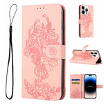 Custodia per telefono in pelle goffrata con fiore di tigre, For iPhone 14, For iPhone 14 Plus, For iPhone 14 Pro, For iPhone 14 Pro Max