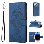 Custodia per telefono in pelle goffrata con fiore di tigre, For iPhone 14, For iPhone 14 Plus, For iPhone 14 Pro, For iPhone 14 Pro Max