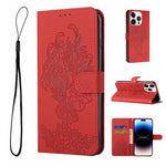 Custodia per telefono in pelle goffrata con fiore di tigre, For iPhone 14, For iPhone 14 Plus, For iPhone 14 Pro, For iPhone 14 Pro Max