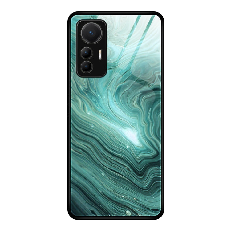 Custodia protettiva in vetro con motivo in marmo, For Xiaomi 12 Lite