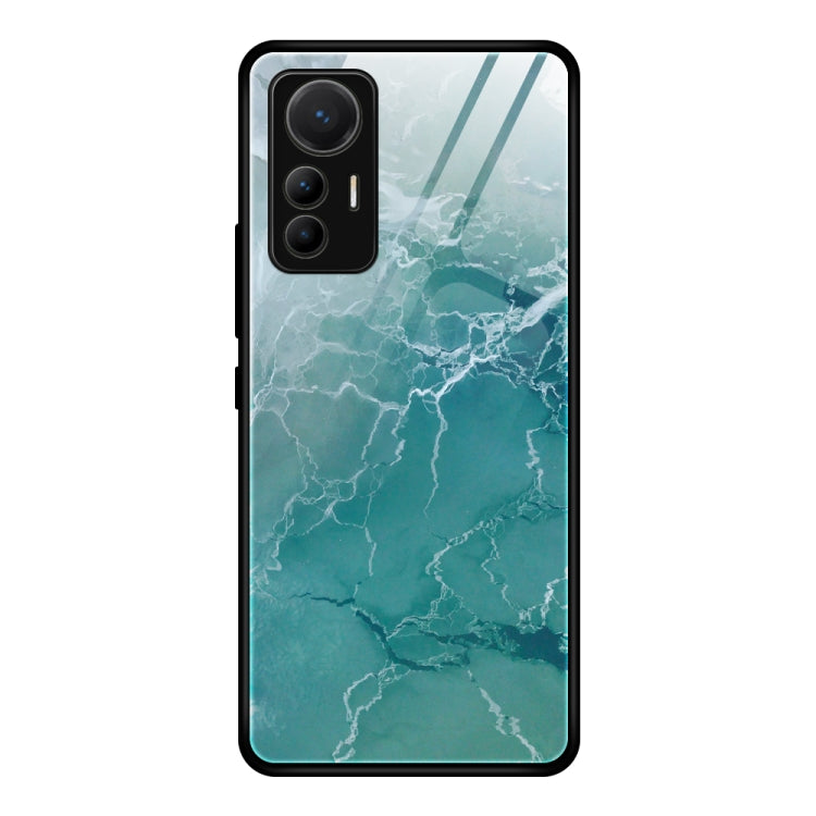 Custodia protettiva in vetro con motivo in marmo, For Xiaomi 12 Lite