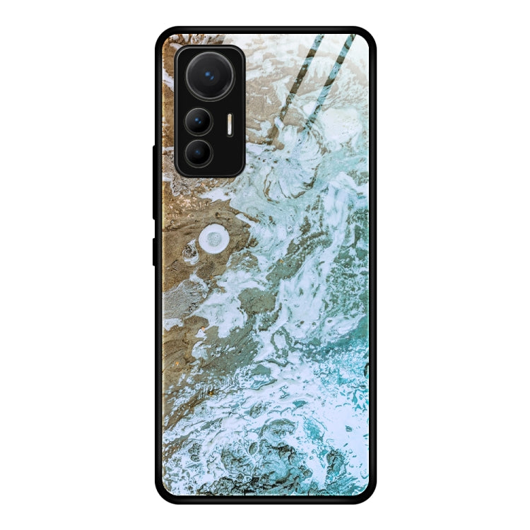 Custodia protettiva in vetro con motivo in marmo, For Xiaomi 12 Lite