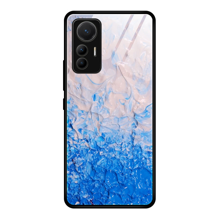 Custodia protettiva in vetro con motivo in marmo, For Xiaomi 12 Lite