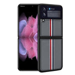 Custodia per telefono a strisce colorate in vera pelle Litchi Texture, For Samsung Galaxy Z Flip3 5G, For Samsung Galaxy Z Flip4