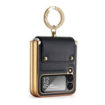 Custodia per telefono in PU colorata GKK con supporto per anello, For Samsung Galaxy Z Flip4 5G, For Samsung Galaxy Z Flip3 5G