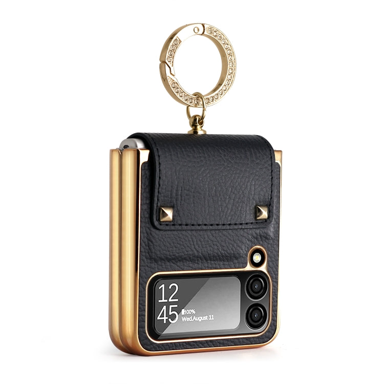 Custodia per telefono in PU colorata GKK con supporto per anello, For Samsung Galaxy Z Flip4 5G, For Samsung Galaxy Z Flip3 5G