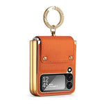 Custodia per telefono in PU colorata GKK con supporto per anello, For Samsung Galaxy Z Flip4 5G, For Samsung Galaxy Z Flip3 5G