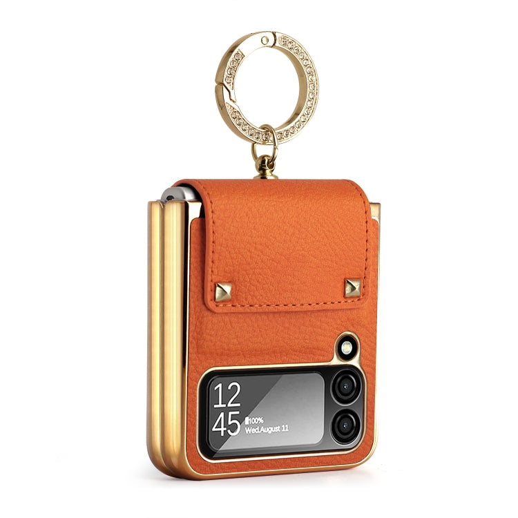 Custodia per telefono in PU colorata GKK con supporto per anello, For Samsung Galaxy Z Flip4 5G, For Samsung Galaxy Z Flip3 5G