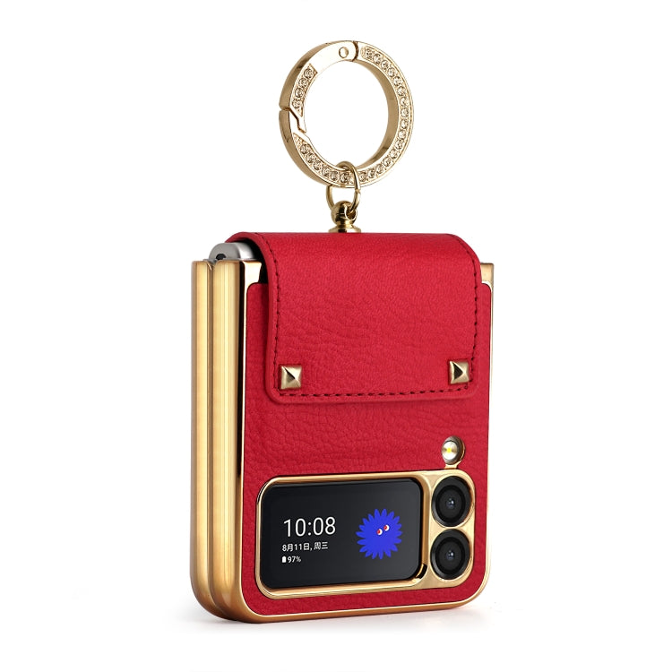 Custodia per telefono in PU colorata GKK con supporto per anello, For Samsung Galaxy Z Flip4 5G, For Samsung Galaxy Z Flip3 5G