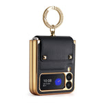 Custodia per telefono in PU colorata GKK con supporto per anello, For Samsung Galaxy Z Flip4 5G, For Samsung Galaxy Z Flip3 5G