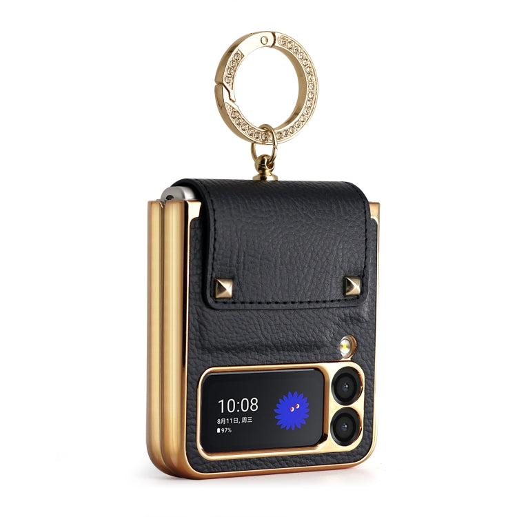 Custodia per telefono in PU colorata GKK con supporto per anello, For Samsung Galaxy Z Flip4 5G, For Samsung Galaxy Z Flip3 5G