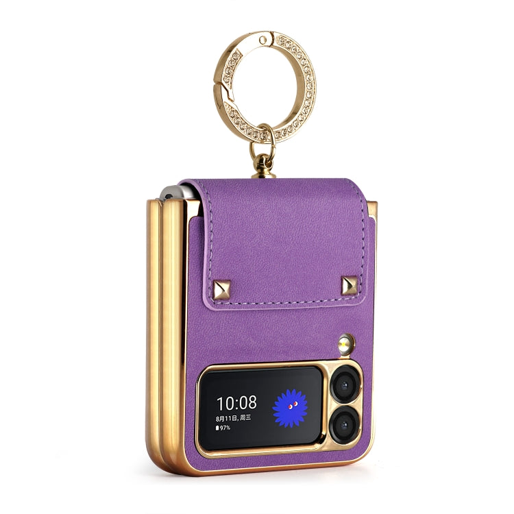 Custodia per telefono in PU colorata GKK con supporto per anello, For Samsung Galaxy Z Flip4 5G, For Samsung Galaxy Z Flip3 5G