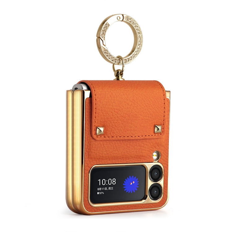 Custodia per telefono in PU colorata GKK con supporto per anello, For Samsung Galaxy Z Flip4 5G, For Samsung Galaxy Z Flip3 5G