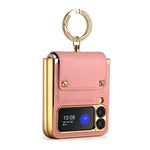 Custodia per telefono in PU colorata GKK con supporto per anello, For Samsung Galaxy Z Flip4 5G, For Samsung Galaxy Z Flip3 5G