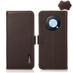 KHAZNEH Custodia per cellulare in vera pelle RFID con texture Litchi, For Huawei nova Y90 / Enjoy 50 Pro