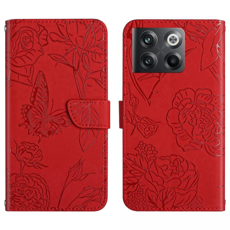 HT03 Cassa del telefono di cuoio di vibrazione impressa farfalla di sensibilità della pelle, For OnePlus 10T / Ace Pro, For OPPO Reno8 5G, For OPPO Reno8 Pro+ / Reno8 Pro