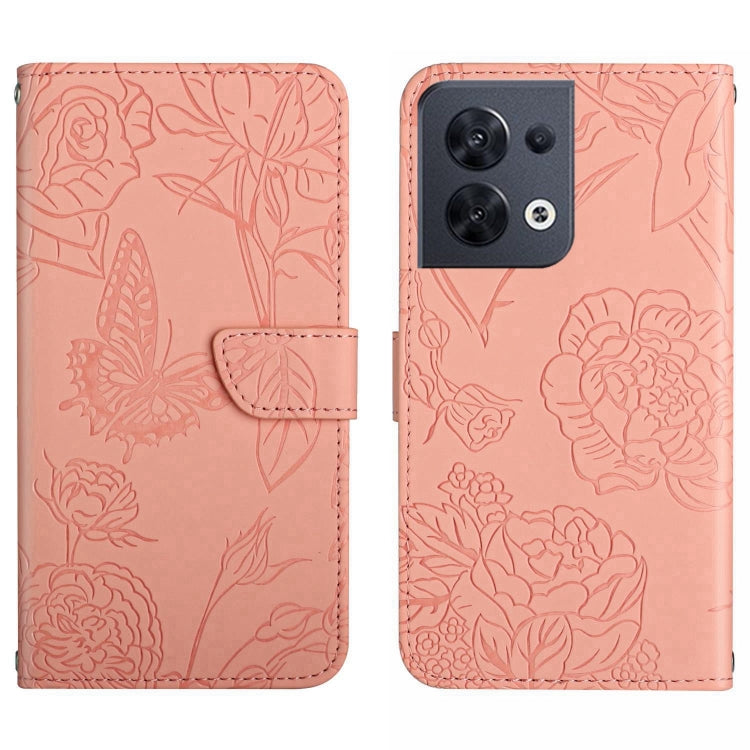 HT03 Cassa del telefono di cuoio di vibrazione impressa farfalla di sensibilità della pelle, For OnePlus 10T / Ace Pro, For OPPO Reno8 5G, For OPPO Reno8 Pro+ / Reno8 Pro