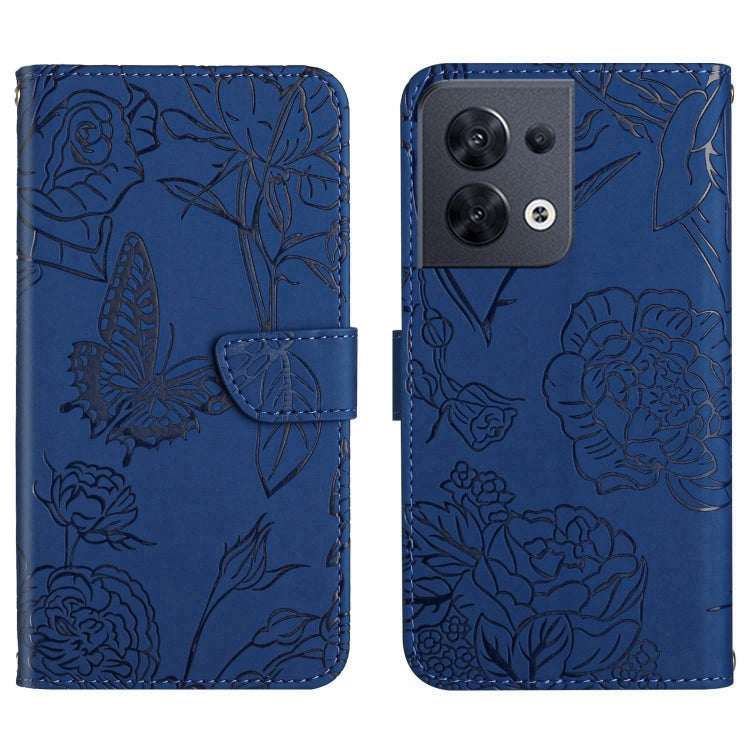 HT03 Cassa del telefono di cuoio di vibrazione impressa farfalla di sensibilità della pelle, For OnePlus 10T / Ace Pro, For OPPO Reno8 5G, For OPPO Reno8 Pro+ / Reno8 Pro