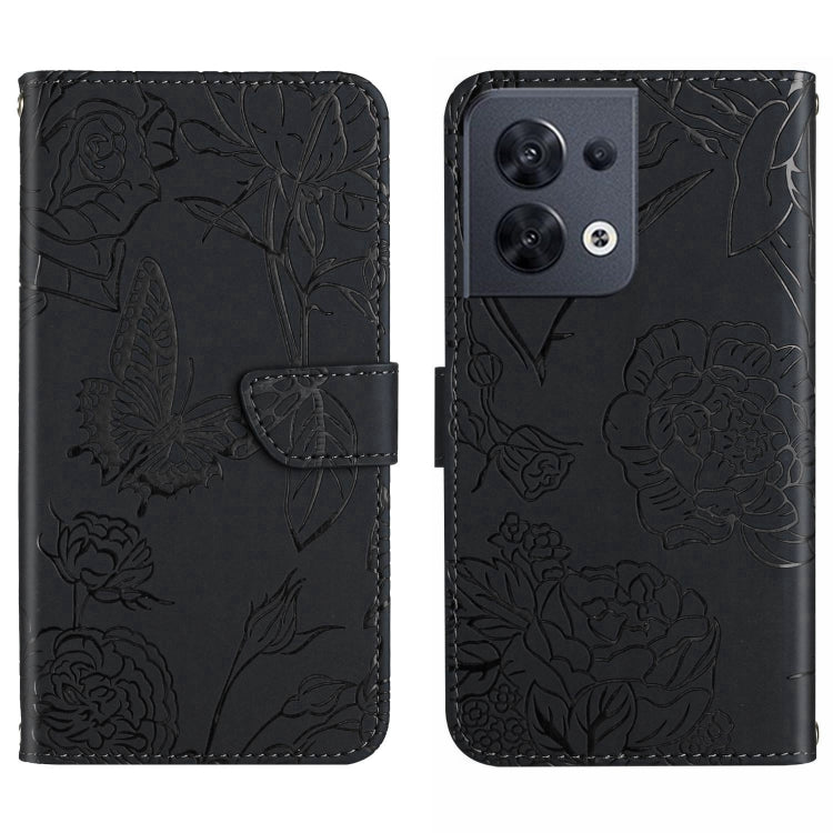 HT03 Cassa del telefono di cuoio di vibrazione impressa farfalla di sensibilità della pelle, For OnePlus 10T / Ace Pro, For OPPO Reno8 5G, For OPPO Reno8 Pro+ / Reno8 Pro