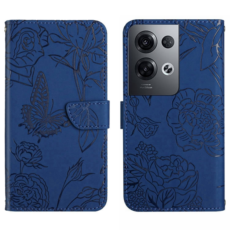 HT03 Cassa del telefono di cuoio di vibrazione impressa farfalla di sensibilità della pelle, For OnePlus 10T / Ace Pro, For OPPO Reno8 5G, For OPPO Reno8 Pro+ / Reno8 Pro