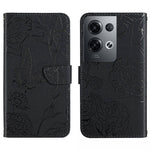HT03 Cassa del telefono di cuoio di vibrazione impressa farfalla di sensibilità della pelle, For OnePlus 10T / Ace Pro, For OPPO Reno8 5G, For OPPO Reno8 Pro+ / Reno8 Pro
