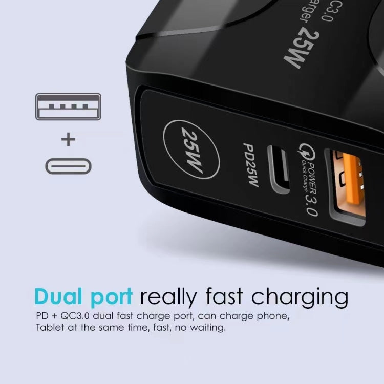 Caricabatterie da viaggio USB PD Type-C 25W con QC3.0