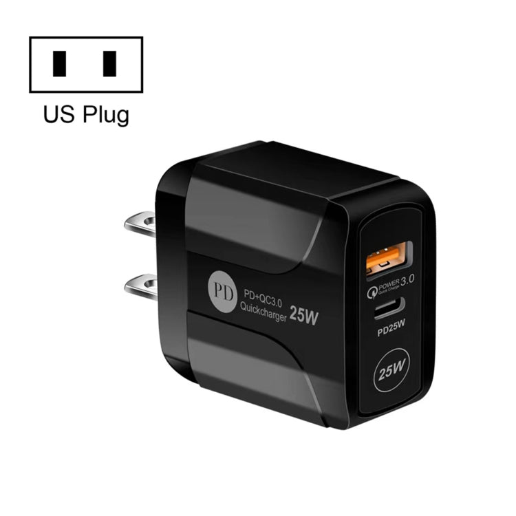 Caricabatterie da viaggio USB PD Type-C 25W con QC3.0