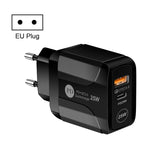Caricabatterie da viaggio USB PD Type-C 25W con QC3.0