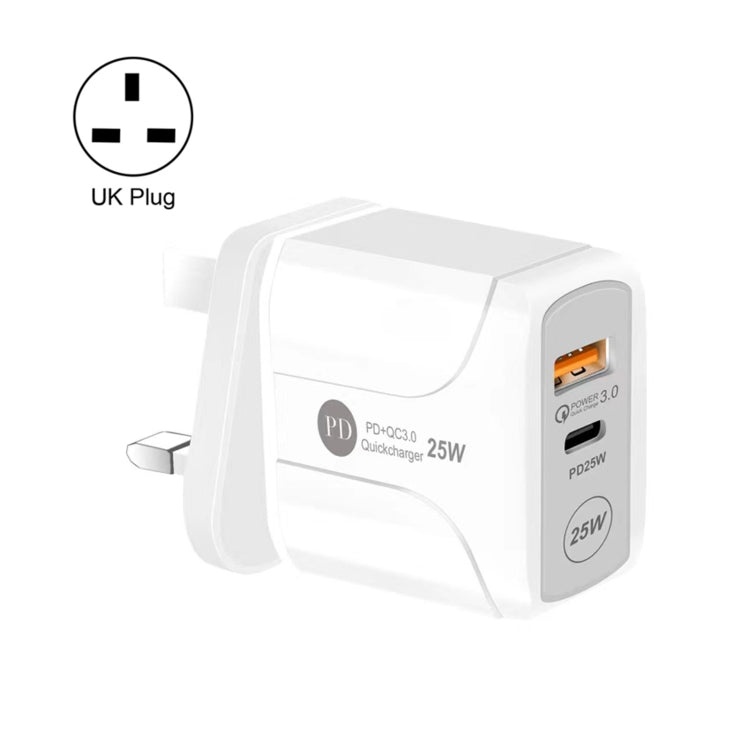 Caricabatterie USB PD Type-C 25W con QC3.0 UK Plug