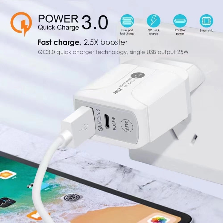 Caricabatterie USB PD Type-C 25W con QC3.0 UK Plug