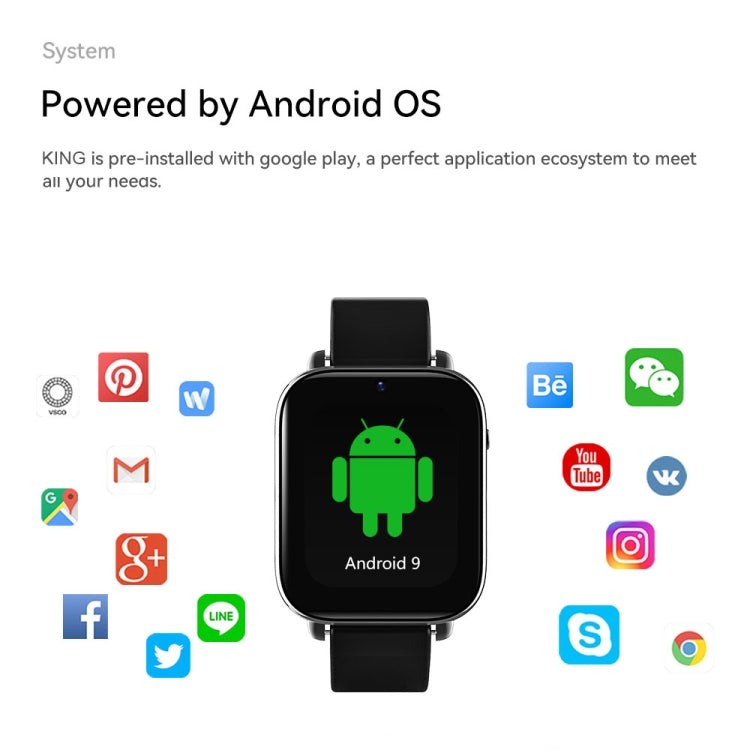ROGBID KING Schermo da 1,75 pollici 4G LTE Smart Watch Android 9.1OS, 2GB+16GB, 4GB+128GB