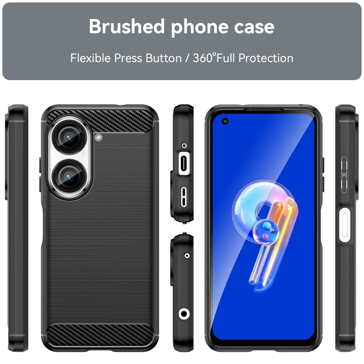 Custodia in TPU in fibra di carbonio con trama spazzolata, For Asus Zenfone 9
