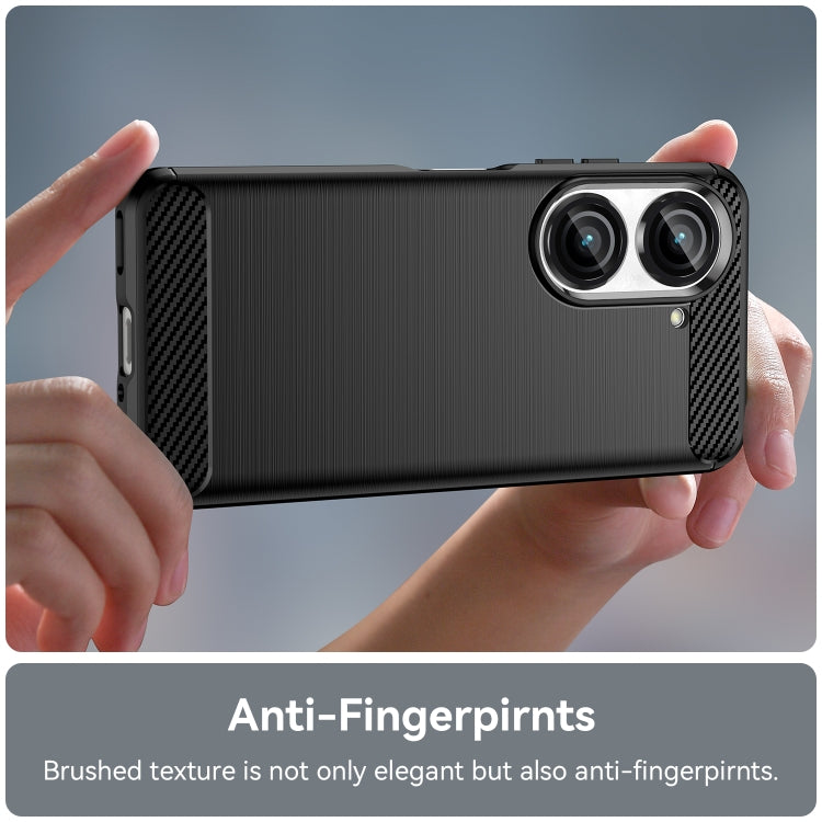 Custodia in TPU in fibra di carbonio con trama spazzolata, For Asus Zenfone 9