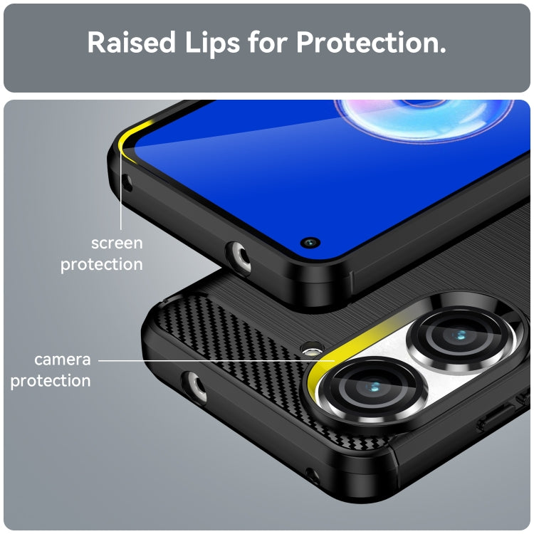 Custodia in TPU in fibra di carbonio con trama spazzolata, For Asus Zenfone 9