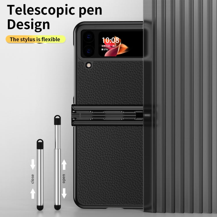 Custodia per telefono galvanizzata con cerniera in pelle texture Litchi con penna, For Samsung Galaxy Z Flip3 5G, For Samsung Galaxy Z Flip4