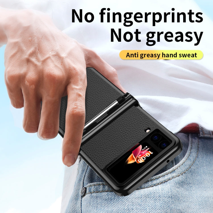 Custodia per telefono galvanizzata con cerniera in pelle texture Litchi con penna, For Samsung Galaxy Z Flip3 5G, For Samsung Galaxy Z Flip4