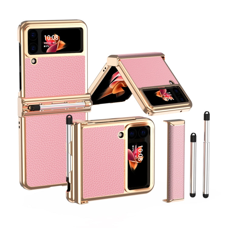 Custodia per telefono galvanizzata con cerniera in pelle texture Litchi con penna, For Samsung Galaxy Z Flip3 5G, For Samsung Galaxy Z Flip4
