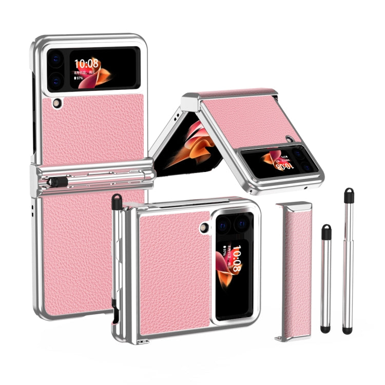 Custodia per telefono galvanizzata con cerniera in pelle texture Litchi con penna, For Samsung Galaxy Z Flip3 5G, For Samsung Galaxy Z Flip4