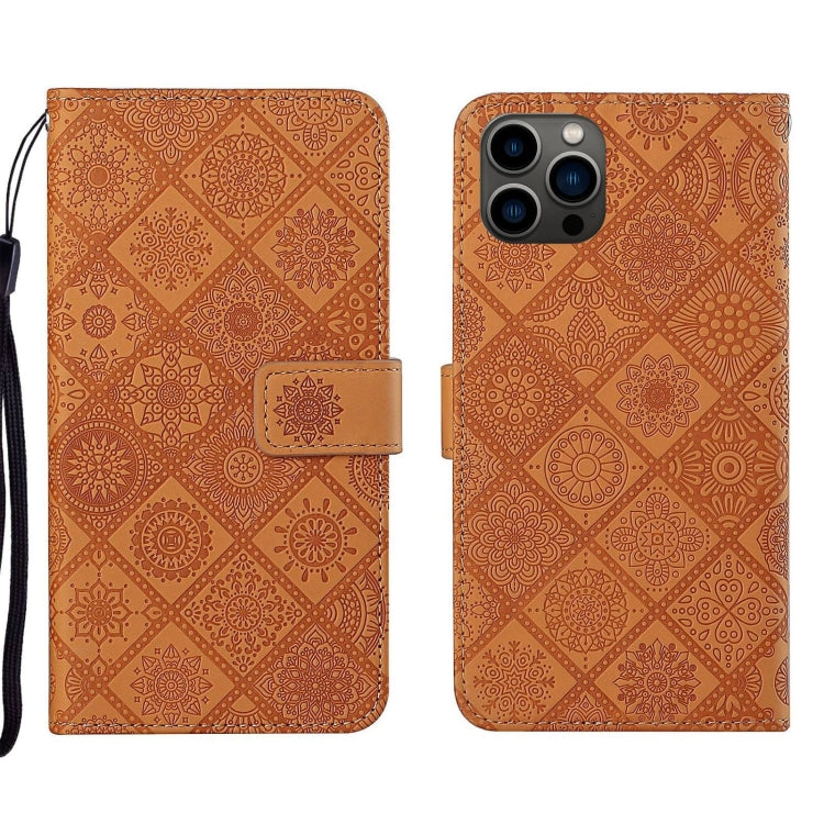 Custodia per cellulare in pelle con motivo goffrato stile etnico, For iPhone 14, For iPhone 14 Plus, For iPhone 14 Pro